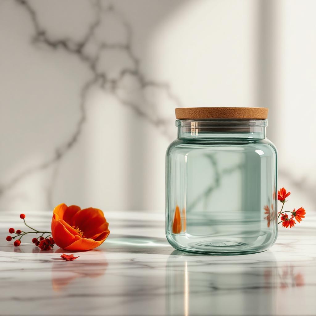 Horizon EcoJars — Set of recyclable glass jars with biodegradable bamboo lids for eco-friendly pac